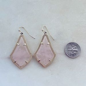 Alex Gold Drop Earrings in Rose Quartz